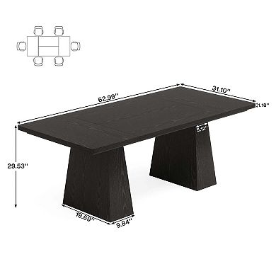 Tribesigns 63" Dining Table, Farmhouse Wood Kitchen Table for 6 People