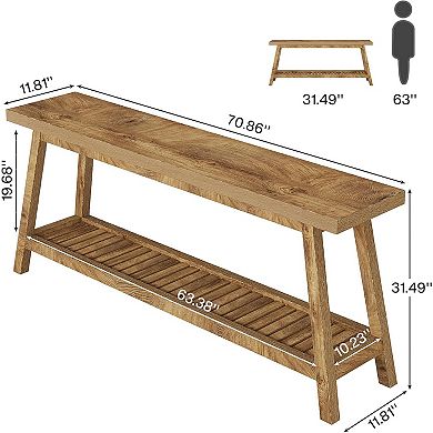 Tribesigns Farmhouse Console Table, 70.9" Entryway Table 2-Tier Sofa Table