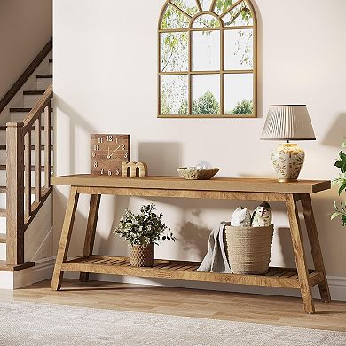 Tribesigns Farmhouse Console Table, 70.9" Entryway Table 2-Tier Sofa Table