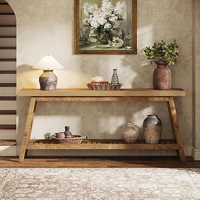 Tribesigns Farmhouse Console Table, 70.9" Entryway Table 2-Tier Sofa Table