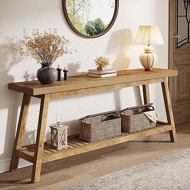 Tribesigns Farmhouse Console Table, 70.9" Entryway Table 2-Tier Sofa Table