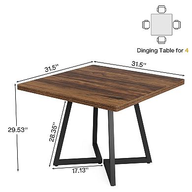 Tribesigns 31.5" Square Dining Table, Wood Kitchen Table for 4