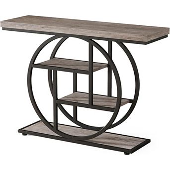 Tribesigns 41.3" Console Table, Industrial 4 tier Sofa Entryway Table with Circle Base