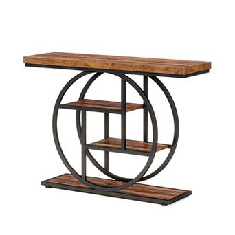 Tribesigns 41.3" Console Table, Industrial 4 tier Sofa Entryway Table with Circle Base