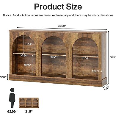Tribesigns 63" Console Table, Farmhouse Entryway Table with 3 Tier Storage