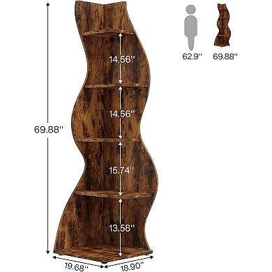 Tribesigns 5-Tier Corner Shelf, Modern Wall Corner Bookshelf Bookcase