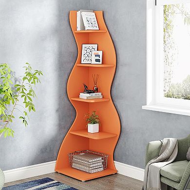 Tribesigns 5-Tier Corner Shelf, Modern Wall Corner Bookshelf Bookcase
