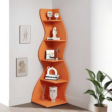 Tribesigns 5-Tier Corner Shelf, Modern Wall Corner Bookshelf Bookcase