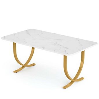 Tribesigns 63" Dining Table, Modern Kitchen Table with Faux Marble Table Top