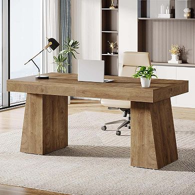 Tribesigns 55" Executive Desk, Modern Wood Computer Desk Workstation Desk