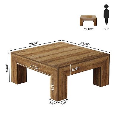 Tribesigns 39.4 inches Square Coffee Table for Living Room Farmhouse