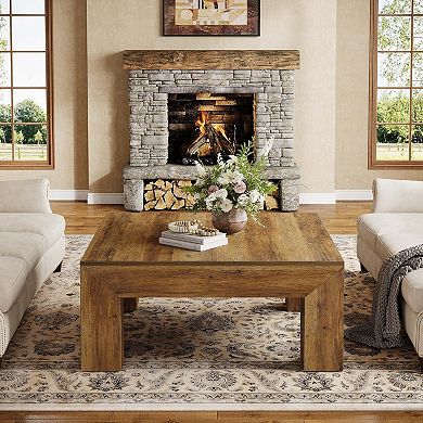 Tribesigns 39.4 inches Square Coffee Table for Living Room Farmhouse