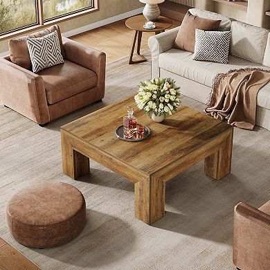 Tribesigns 39.4 inches Square Coffee Table for Living Room Farmhouse