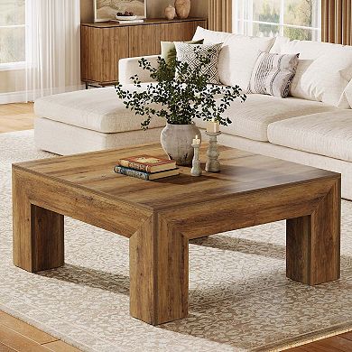 Tribesigns 39.4 inches Square Coffee Table for Living Room Farmhouse