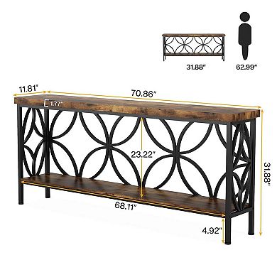 Tribesigns 2-Tier Console Table, 70.9" Industrial Sofa Table Behind Couch