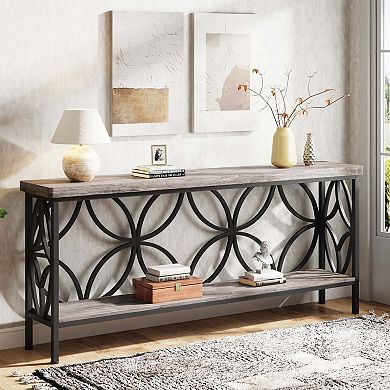 Tribesigns 2-Tier Console Table, 70.9" Industrial Sofa Table Behind Couch