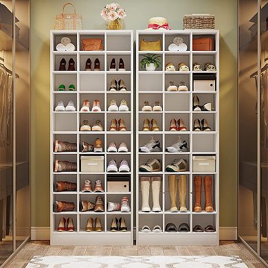 Tribesigns 10-Tier Shoe Cabinet, Wooden Shoe Storage Rack with 30 Cubbies