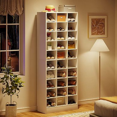 Tribesigns 10-Tier Shoe Cabinet, Wooden Shoe Storage Rack with 30 Cubbies