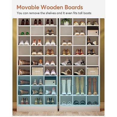 Tribesigns 10-Tier Shoe Cabinet, Wooden Shoe Storage Rack with 30 Cubbies