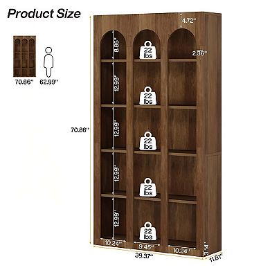 Tribesigns 5-Tier Farmhouse Arched Bookshelf, 70.87-Inch
