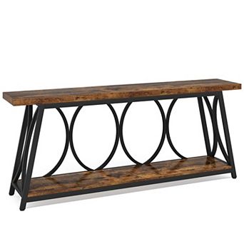 Tribesigns 2 tier Console Table, 70.9" Industrial Sofa Table Behind Couch with Shelves