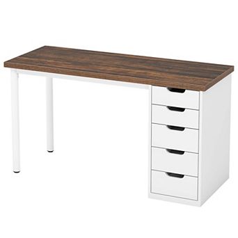 Tribesigns 47" Computer Desk with 5 Drawers, Modern Study Table Writing Desk