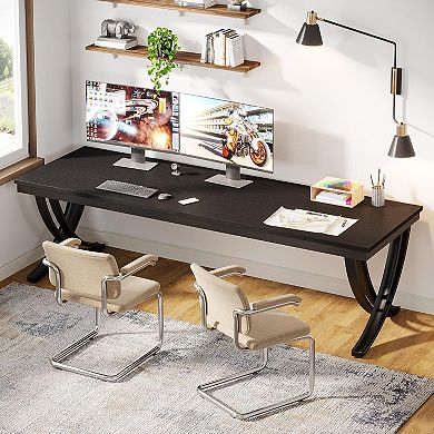 Tribesigns 78.74" Two Person Desk Industrial Double Computer Desk with Metal Frame
