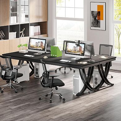 Tribesigns 78.74" Two Person Desk Industrial Double Computer Desk with Metal Frame