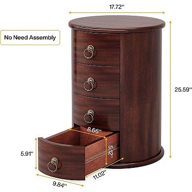 Tribesigns Wood End Table Vintage Nightstand With 4 Drawers