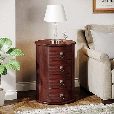 Tribesigns Wood End Table Vintage Nightstand With 4 Drawers