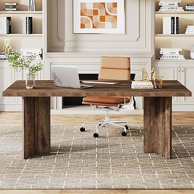 Tribesigns 63" Wood Executive Desk, Farmhouse Computer Desk with Large Tabletop