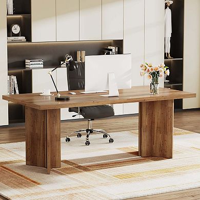 Tribesigns 63" Wood Executive Desk, Farmhouse Computer Desk with Large Tabletop