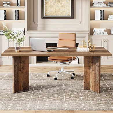 Tribesigns 63" Wood Executive Desk, Farmhouse Computer Desk with Large Tabletop