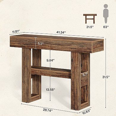 Tribesigns 41.3" Console Table, 2-Tier Narrow Sofa Entryway Table with Storage