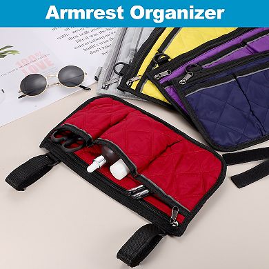 2 Pcs Beach Chair Armrest Bag, Side Bag Hanging Storage with Reflective Pockets for Bedside/Outdoor