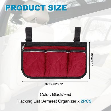 2 Pcs Beach Chair Armrest Bag, Side Bag Hanging Storage with Reflective Pockets for Bedside/Outdoor