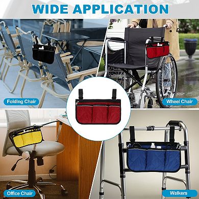 2 Pcs Beach Chair Armrest Bag, Side Bag Hanging Storage with Reflective Pockets for Bedside/Outdoor