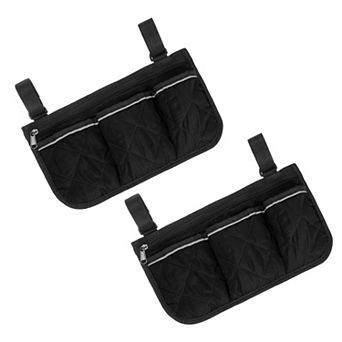 2 pc Beach Chair Armrest Bag, Side Bag Hanging Storage with Reflective Pockets for Bedside/Outdoor