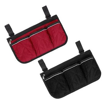 2 pc Beach Chair Armrest Bag, Side Bag Hanging Storage with Reflective Pockets for Bedside/Outdoor