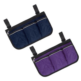 2 pc Beach Chair Armrest Bag, Side Bag Hanging Storage with Reflective Pockets for Bedside/Outdoor