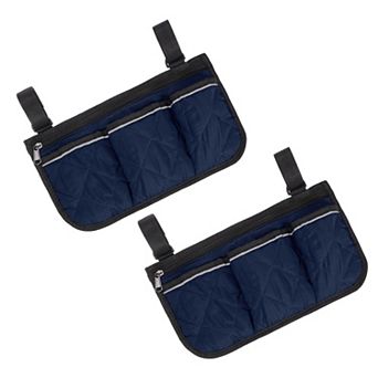 2 pc Beach Chair Armrest Bag, Side Bag Hanging Storage with Reflective Pockets for Bedside/Outdoor