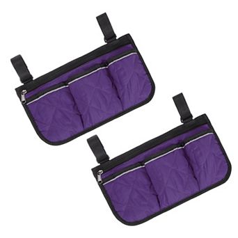 2 pc Beach Chair Armrest Bag, Side Bag Hanging Storage with Reflective Pockets for Bedside/Outdoor