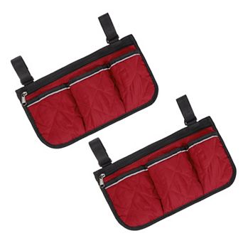 2 pc Beach Chair Armrest Bag, Side Bag Hanging Storage with Reflective Pockets for Bedside/Outdoor