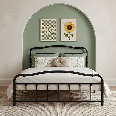 HOMZENE Bed Frame with Headboard, Metal Platform Bed Frame,No Box Spring Needed