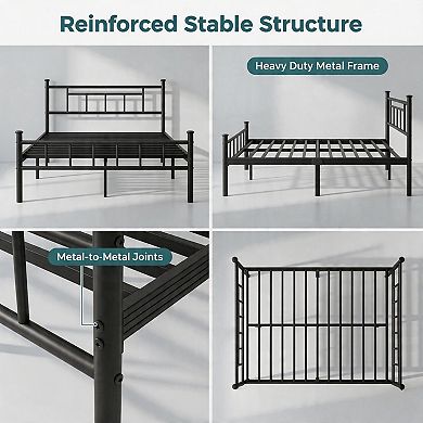 HOMZENE Bed Frame with Headboard, Metal Platform Bed Frame,No Box Spring Needed