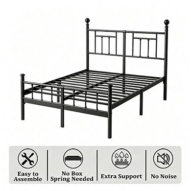 HOMZENE Bed Frame, Metal Platform Bed Frame with Headboard, No Box Spring Needed