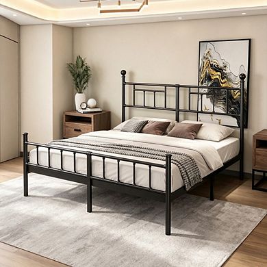 HOMZENE Bed Frame, Metal Platform Bed Frame with Headboard, No Box Spring Needed