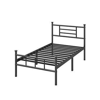 HOMZENE Bed Frame with Headboard, Metal Platform Bed Frame, No Box Spring Needed