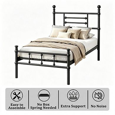 HOMZENE Bed Frame with Headboard, Metal Platform Bed Frame, No Box Spring Needed