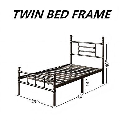 HOMZENE Bed Frame with Headboard, Metal Platform Bed Frame, No Box Spring Needed